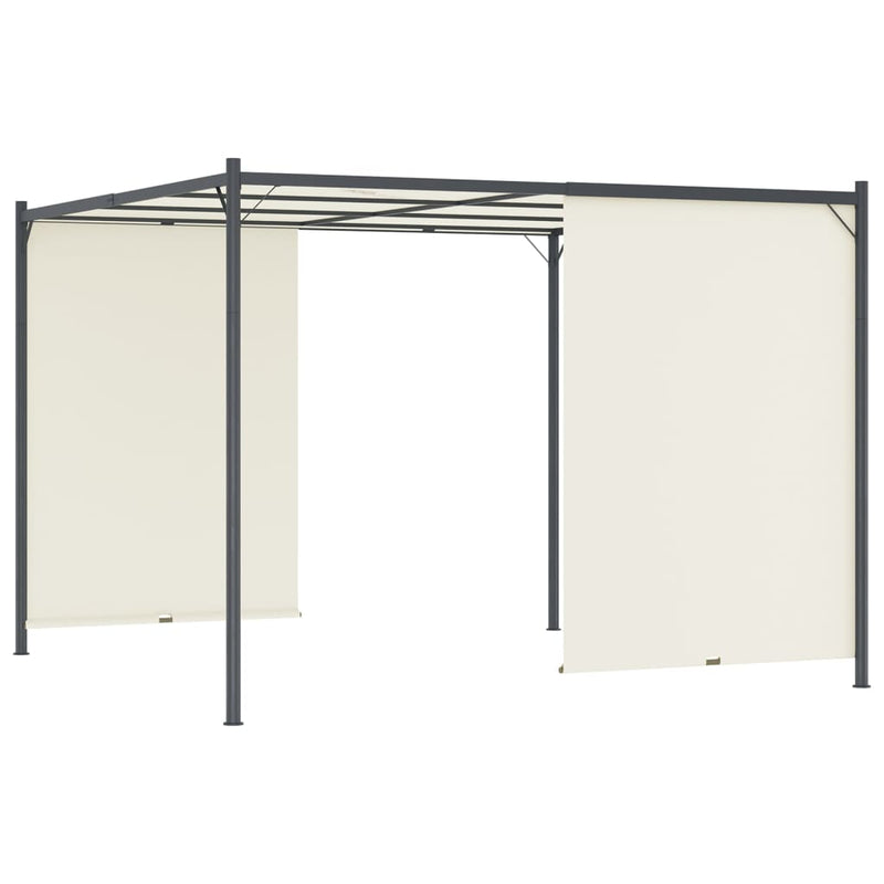 Afbeelding laden in galerijviewer, VidaXL Pergola met verstelbaar dak 3x3 m staal crèmewit