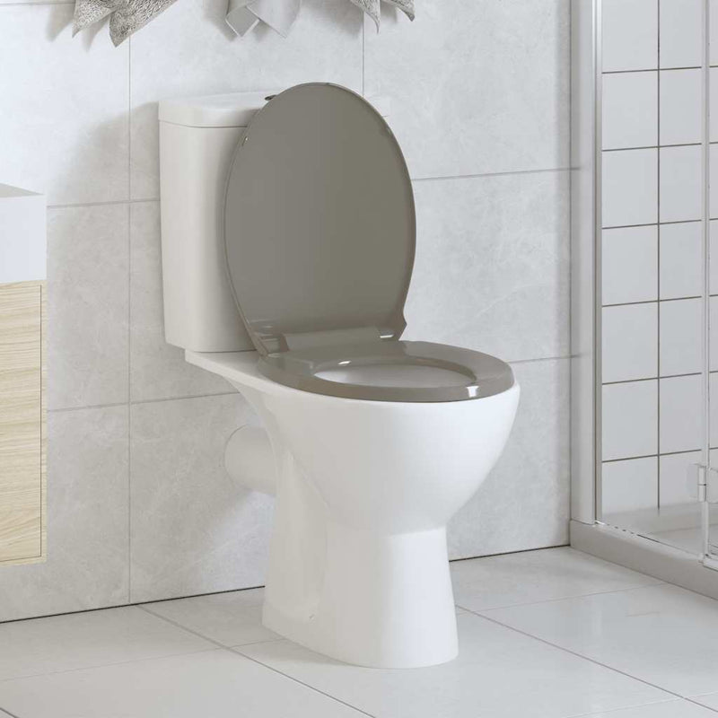 Afbeelding laden in galerijviewer, Vidaxl toiletbril soft-close ovaal grijs