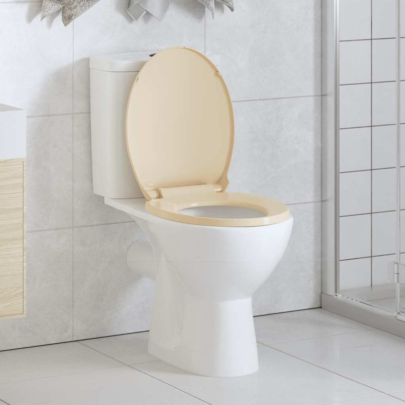 Afbeelding laden in galerijviewer, Vidaxl toiletbril soft-close en quick-release ovaal beige