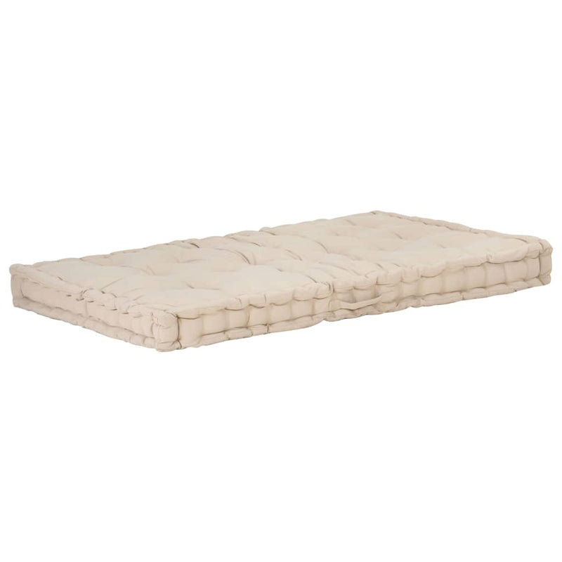 Afbeelding laden in galerijviewer, Vidaxl palletvloerkussen 120x80x10 cm katoen beige