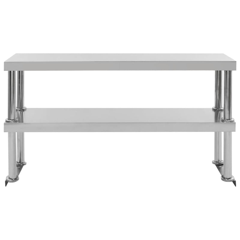 Afbeelding laden in galerijviewer, Vidaxl verhoging voor werktafel 2-laags 120x30x65 cm roestvrij staal