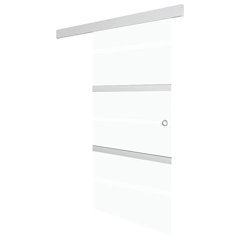Afbeelding laden in galerijviewer, Vidaxl schuifdeur 76x212 cm esg-glas en aluminium zilverkleurig