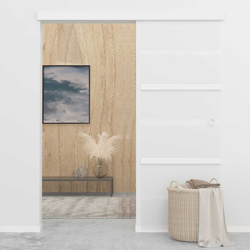 Afbeelding laden in galerijviewer, Vidaxl schuifdeur 76x212 cm esg-glas en aluminium zilverkleurig