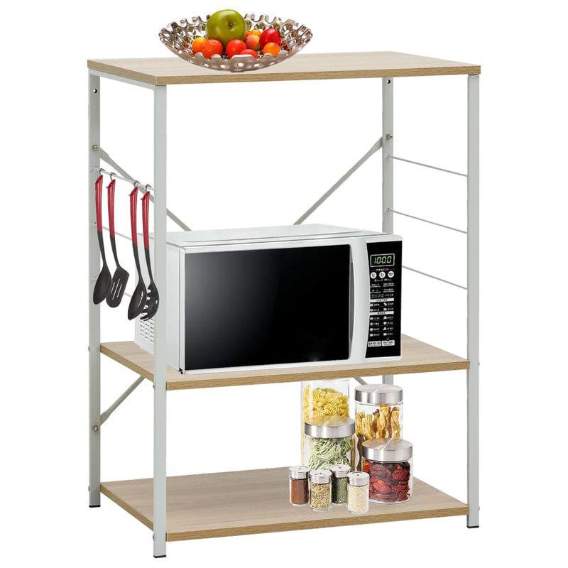 Afbeelding laden in galerijviewer, Vidaxl magnetronkast 60x39,6x79,5 cm bewerkt hout wit en eikenkleurig