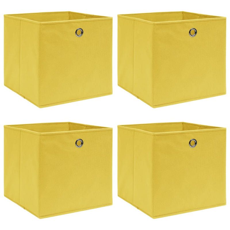 Afbeelding laden in galerijviewer, Vidaxl opbergboxen 4 st 32x32x32 cm stof geel