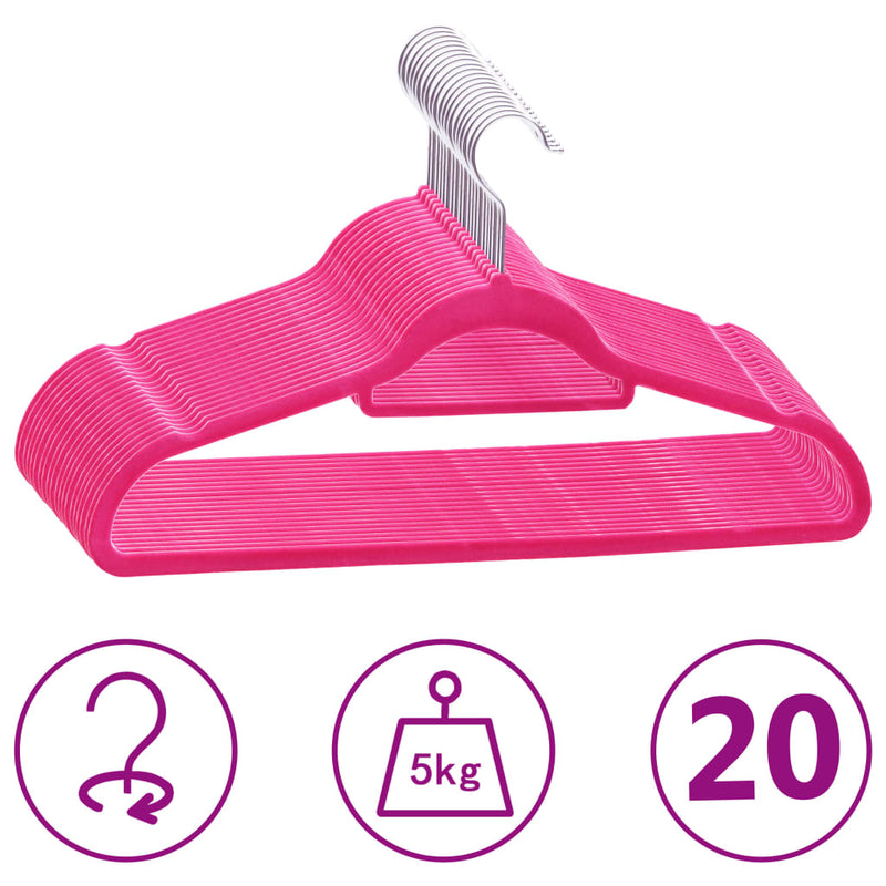 Afbeelding laden in galerijviewer, Vidaxl 20-delige kledinghangerset anti-slip fluweel roze