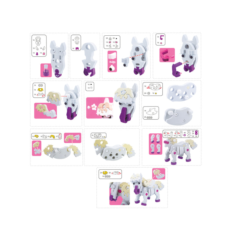 Afbeelding laden in galerijviewer, Toi-toys 3d puzzel constuksructiefoam paard diy set s