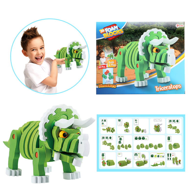 Afbeelding laden in galerijviewer, Toi-toys knutselpuzzel tricera junior 25,8 cm groen 59-delig
