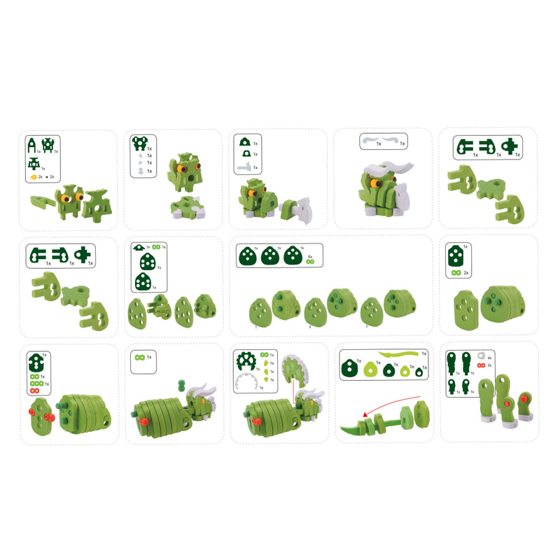 Afbeelding laden in galerijviewer, Toi-toys knutselpuzzel tricera junior 25,8 cm groen 59-delig