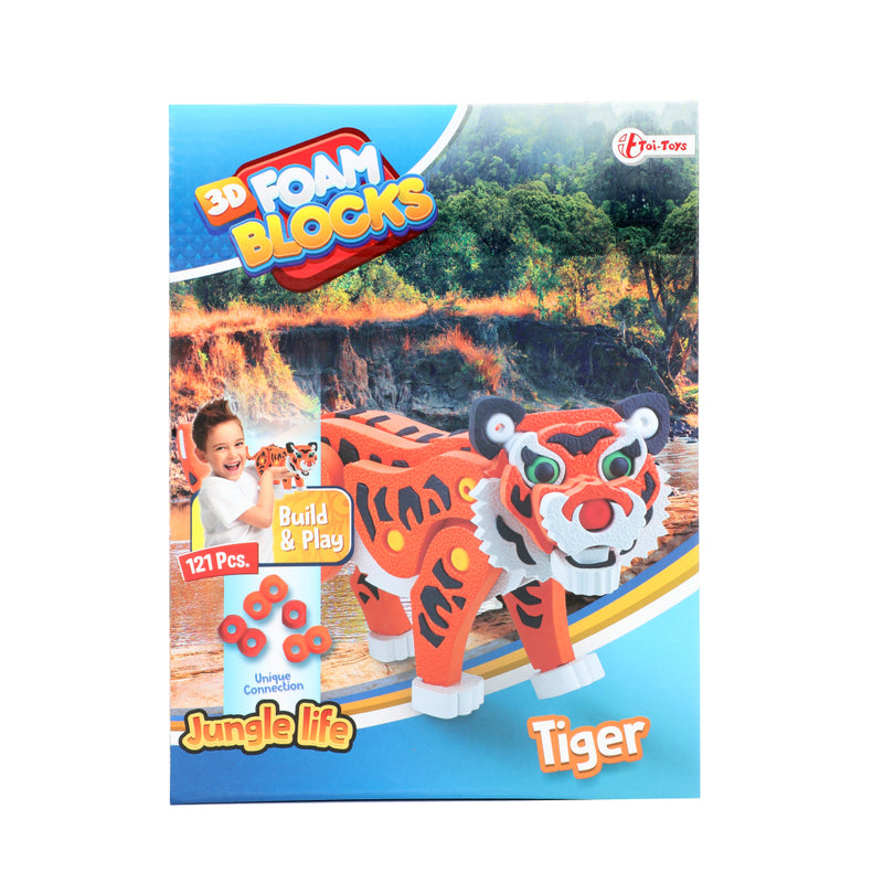 Afbeelding laden in galerijviewer, Toi-toys 3d puzzel tijger junior 31,5 cm foam oranje 121-delig