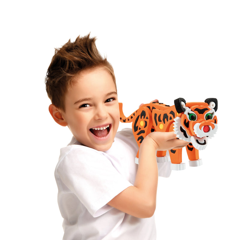 Afbeelding laden in galerijviewer, Toi-toys 3d puzzel tijger junior 31,5 cm foam oranje 121-delig