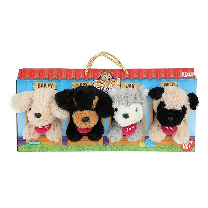 Afbeelding laden in galerijviewer, Toi-toys pluchen hondjes in hondenhok koffer 4 stuks