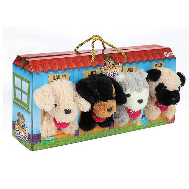 Afbeelding laden in galerijviewer, Toi-toys pluchen hondjes in hondenhok koffer 4 stuks