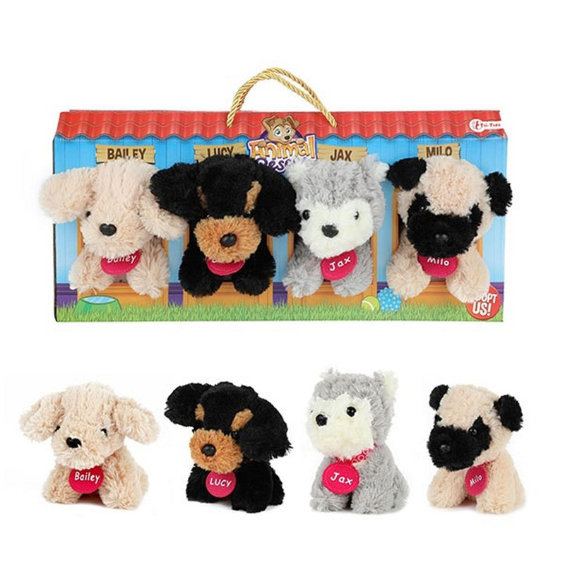 Afbeelding laden in galerijviewer, Toi-toys pluchen hondjes in hondenhok koffer 4 stuks