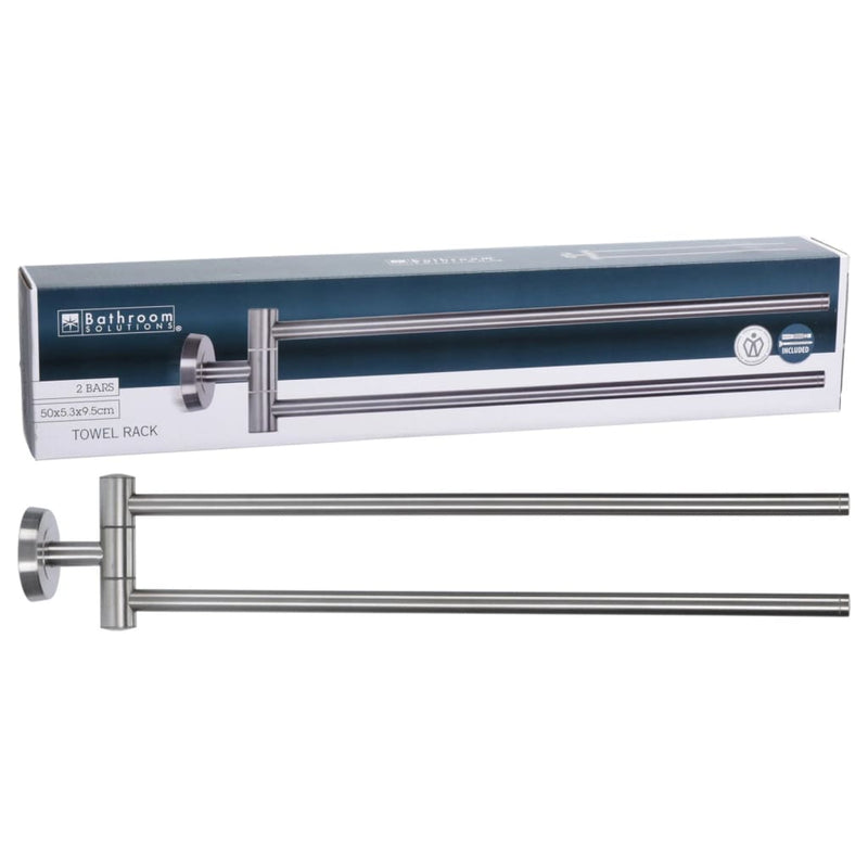 Afbeelding laden in galerijviewer, Bathroom Solutions Bathroom Solutions Handdoekenstang dubbel 50 cm roestvrij staal