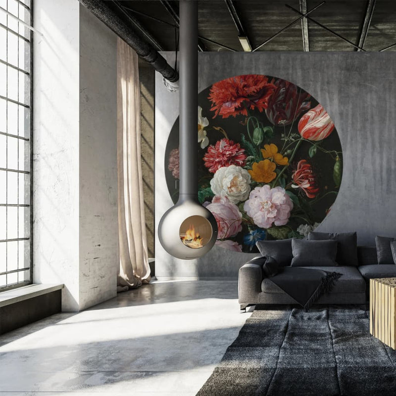 Afbeelding laden in galerijviewer, Wallart wallart behangcirkel golden age flowers 190 cm
