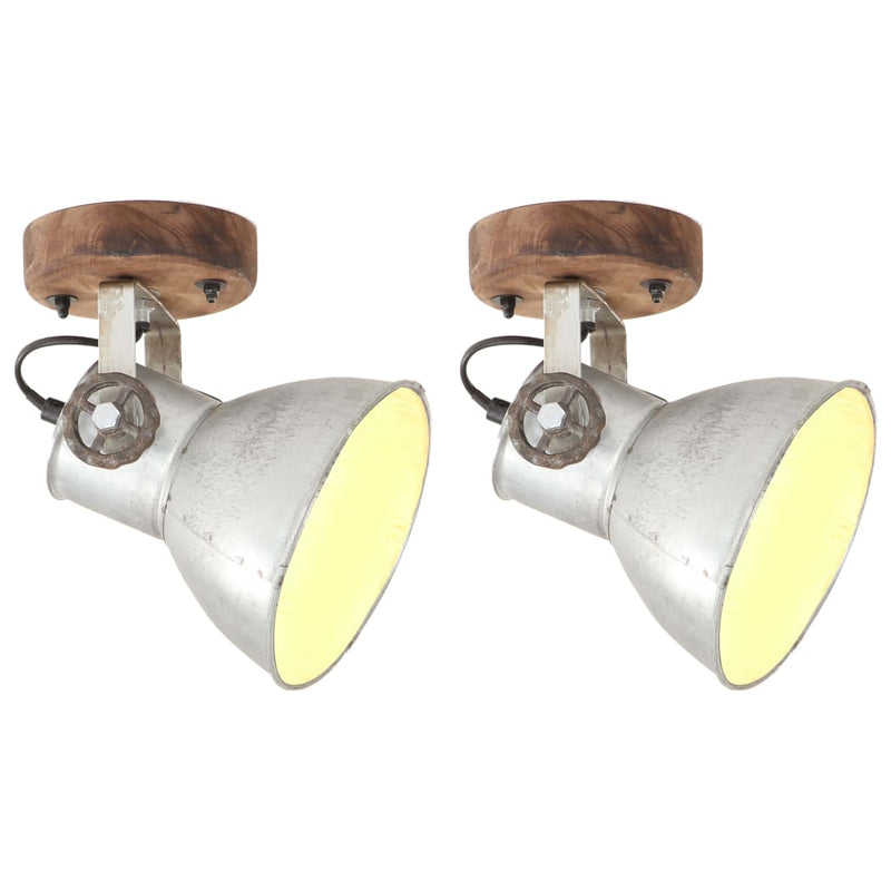 Afbeelding laden in galerijviewer, Vidaxl wand- plafondlampen industrieel 2 st e27 20x25 cm zilverkleurig