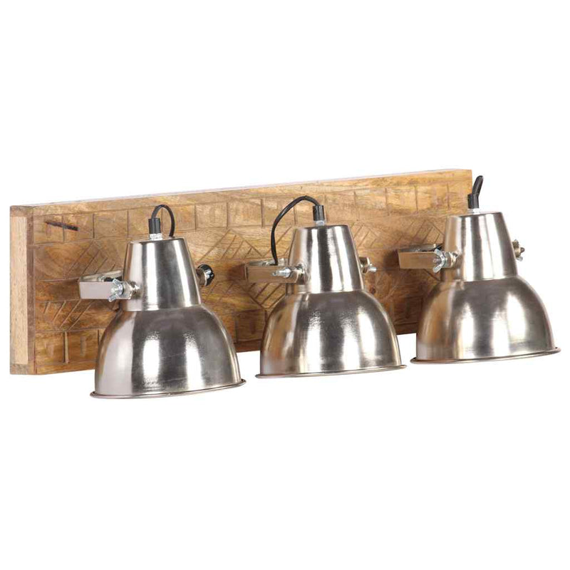 Afbeelding laden in galerijviewer, Vidaxl wandlamp industrieel e27 70x23 cm mangohout zilverkleurig