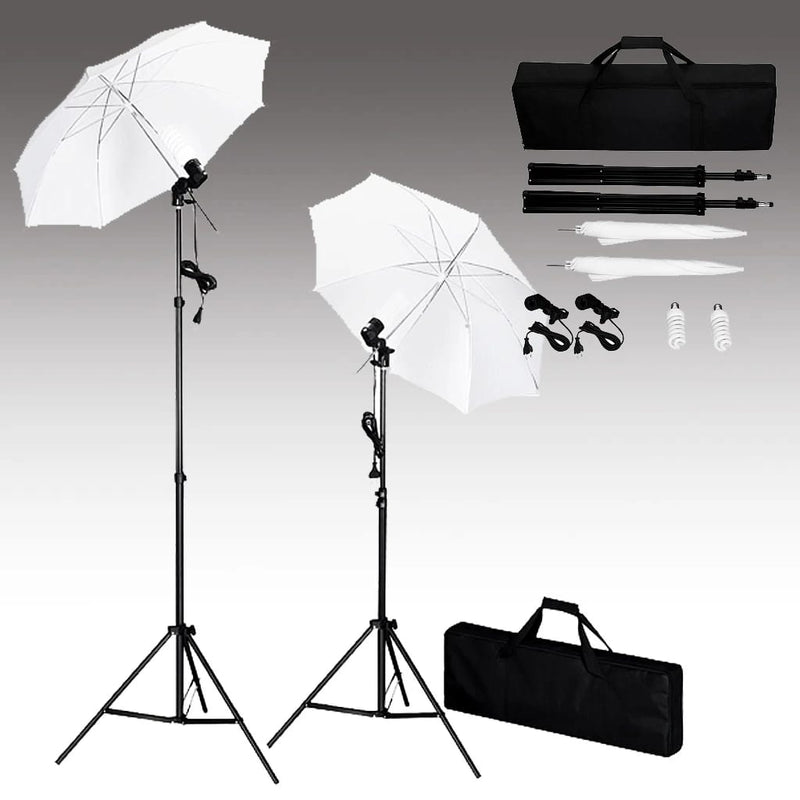 Afbeelding laden in galerijviewer, Vidaxl fotostudioset met achtergrond, lampen en paraplu's