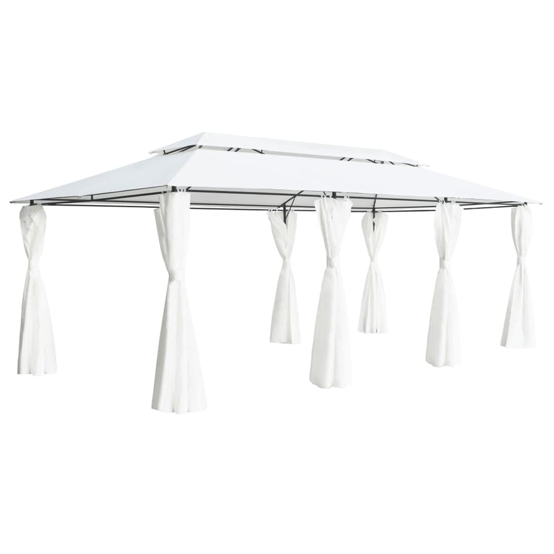 Afbeelding laden in galerijviewer, VidaXL Prieel met gordijnen 180g m² 600x298x270 cm wit