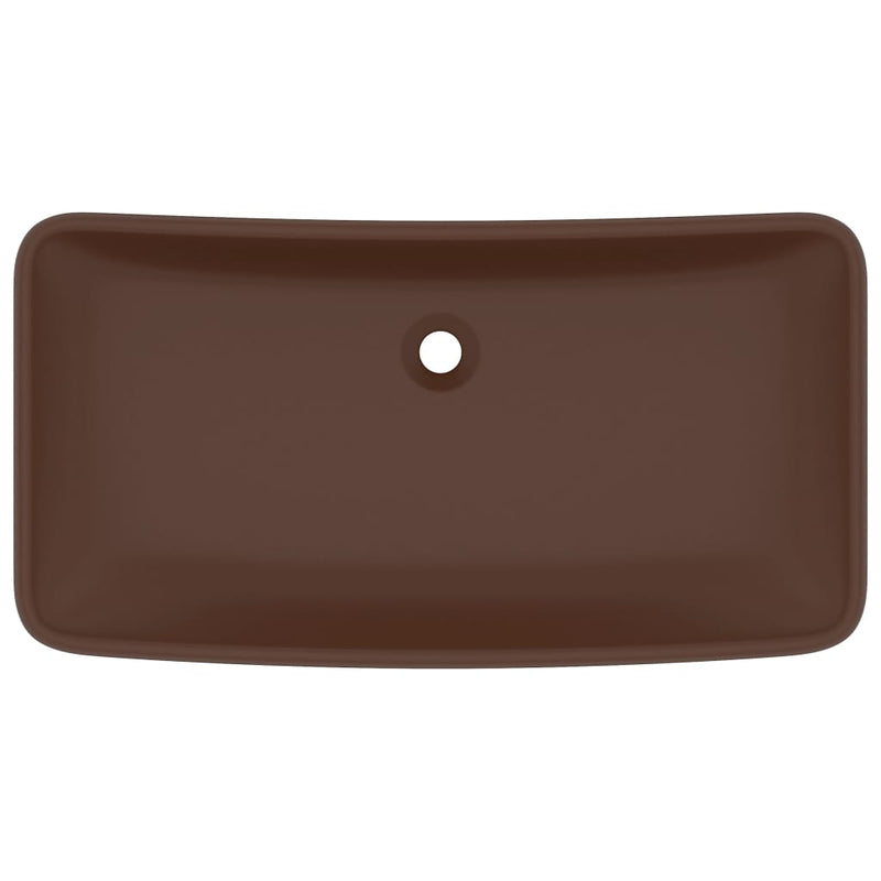 Afbeelding laden in galerijviewer, Vidaxl wastafel rechthoekig 71x38 cm keramiek mat donkerbruin