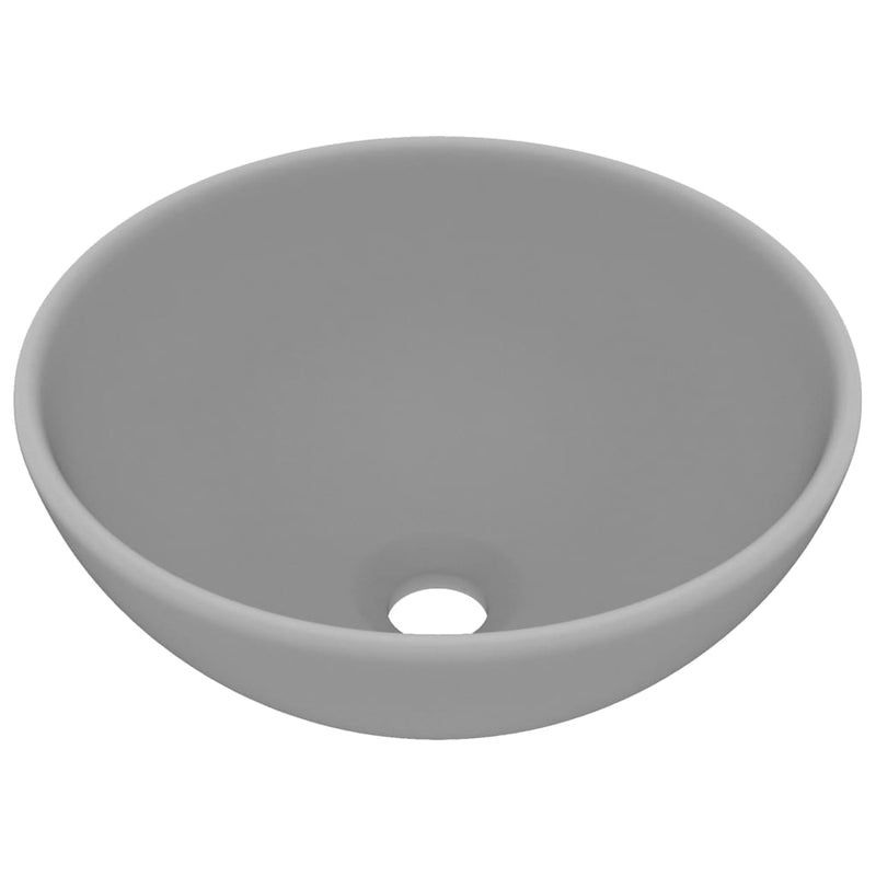 Afbeelding laden in galerijviewer, Vidaxl wastafel rond 32,5x14 cm keramiek mat lichtgrijs