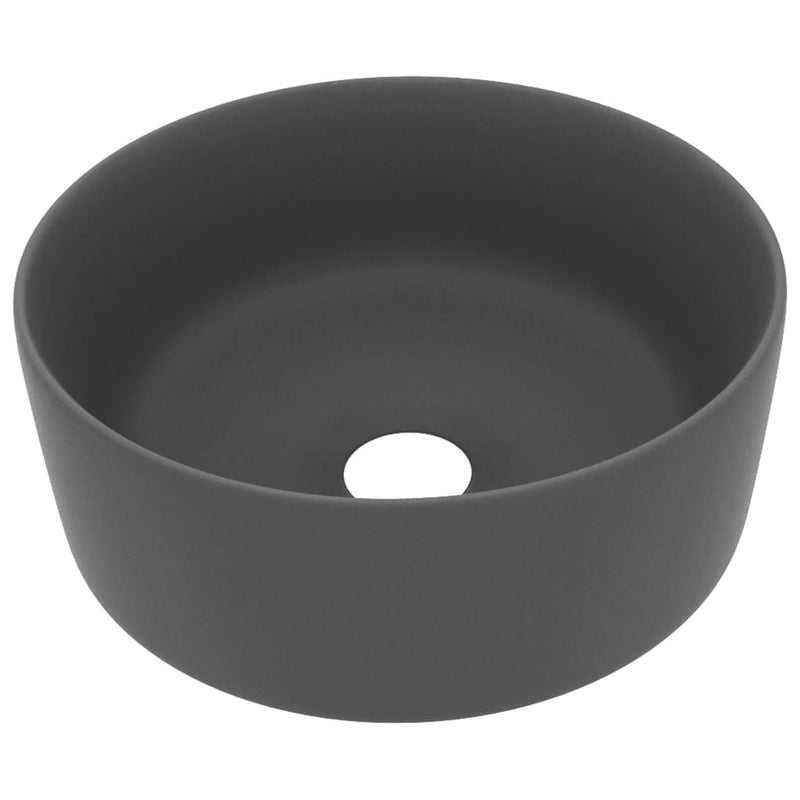 Afbeelding laden in galerijviewer, Vidaxl wastafel rond 40x15 cm keramiek mat donkergrijs