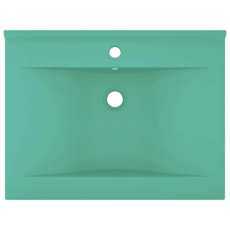 Afbeelding laden in galerijviewer, Vidaxl wastafel met kraangat 60x46 cm keramiek mat lichtgroen