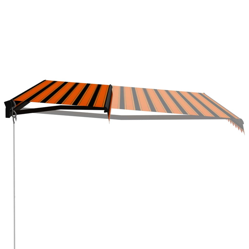 Afbeelding laden in galerijviewer, VidaXL Luifel handmatig uittrekbaar met LED 400x300 cm oranje en bruin