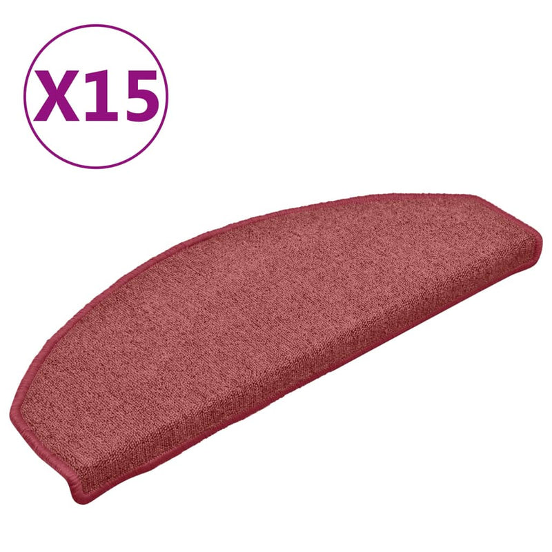 Afbeelding laden in galerijviewer, Vidaxl trapmatten 15 st 65x24x4 cm bordeaux halfrond groot