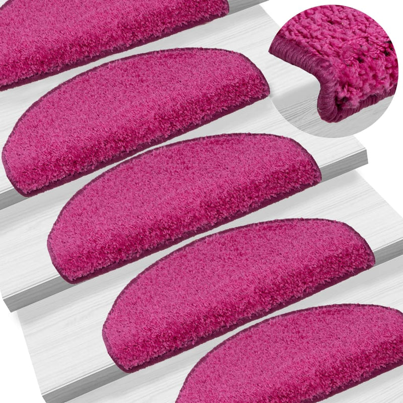 Afbeelding laden in galerijviewer, Vidaxl trapmatten 15 st 65x21x4 cm roze halfrond groot