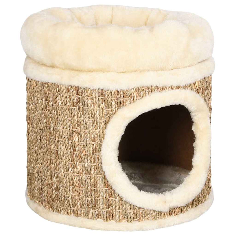Afbeelding laden in galerijviewer, Vidaxl kattenhuis met luxe kussen 33 cm zeegras