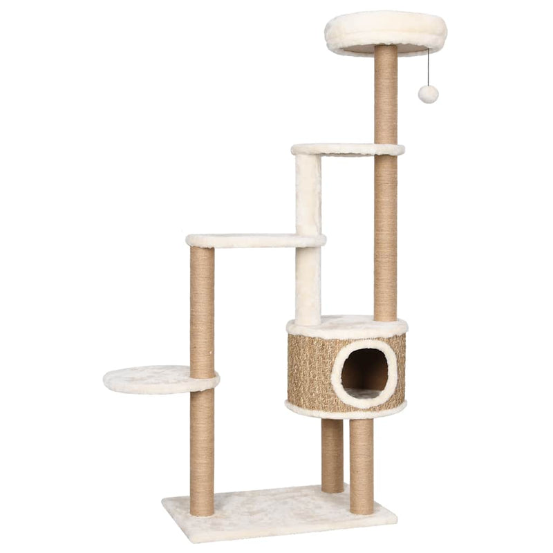 Afbeelding laden in galerijviewer, Vidaxl kattenmeubel met luxe kussen en krabpalen 148 cm zeegras