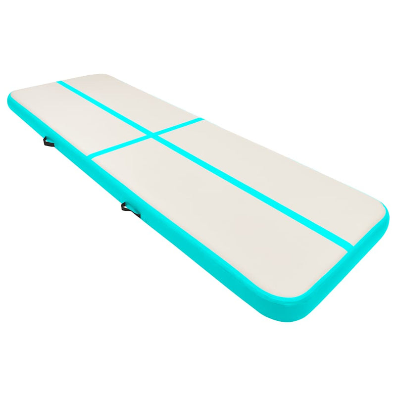 Afbeelding laden in galerijviewer, Vidaxl gymnastiekmat met pomp opblaasbaar 400x100x15 cm pvc groen
