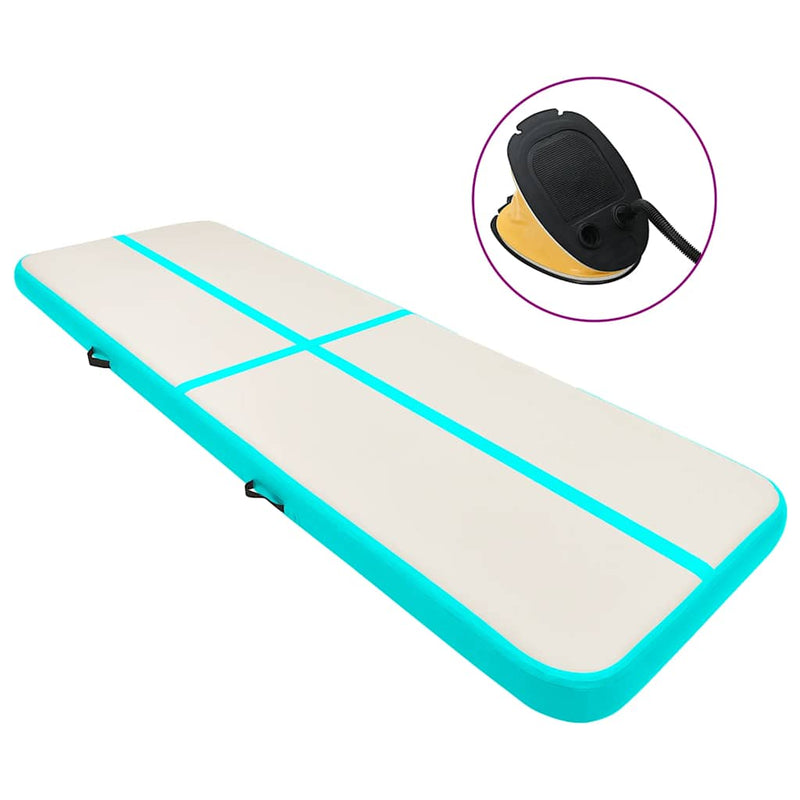 Afbeelding laden in galerijviewer, Vidaxl gymnastiekmat met pomp opblaasbaar 300x100x20 cm pvc groen