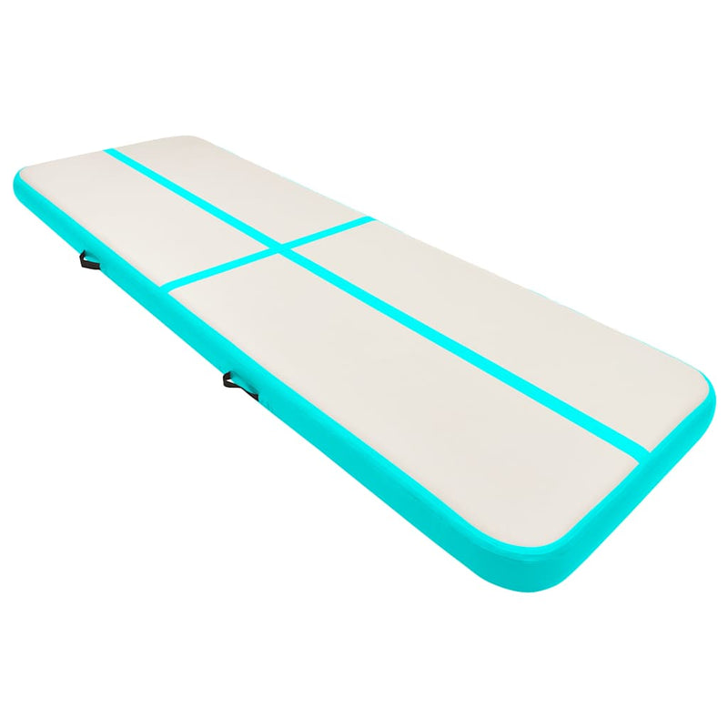Afbeelding laden in galerijviewer, Vidaxl gymnastiekmat met pomp opblaasbaar 300x100x20 cm pvc groen