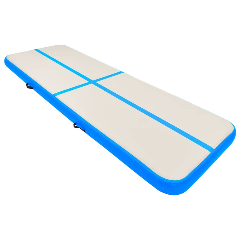 Afbeelding laden in galerijviewer, Vidaxl gymnastiekmat met pomp opblaasbaar 400x100x20 cm pvc blauw