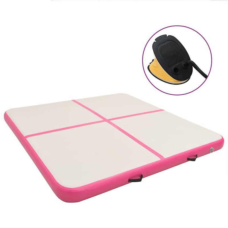 Afbeelding laden in galerijviewer, Vidaxl gymnastiekmat met pomp opblaasbaar 200x200x10 cm pvc roze