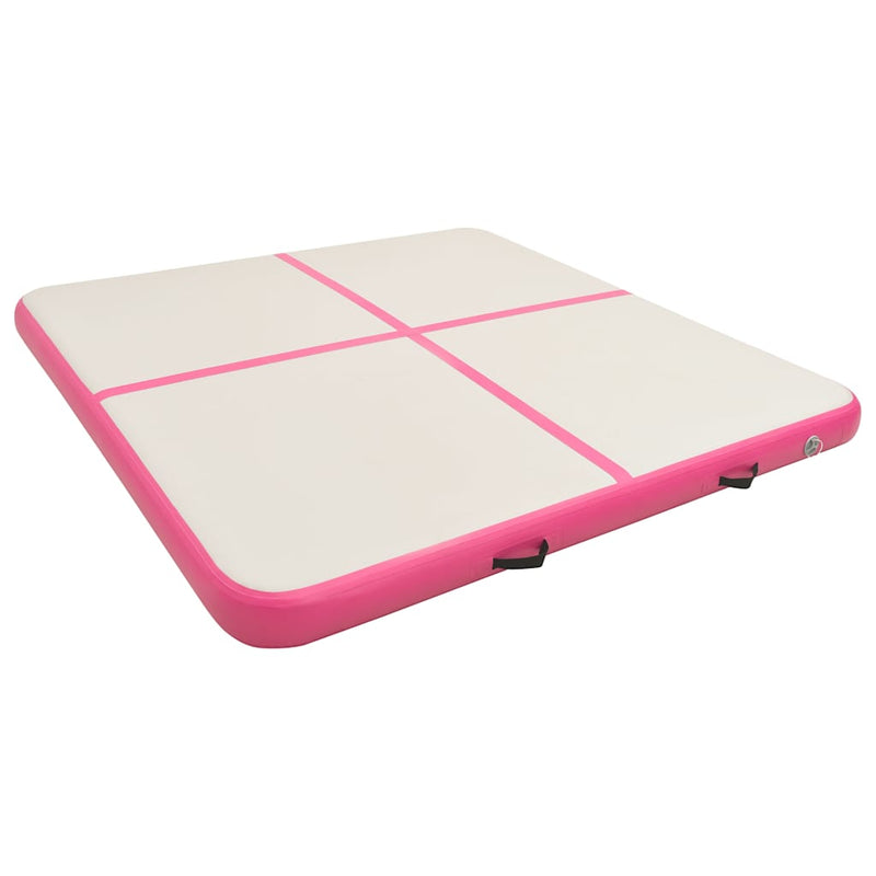 Afbeelding laden in galerijviewer, Vidaxl gymnastiekmat met pomp opblaasbaar 200x200x10 cm pvc roze
