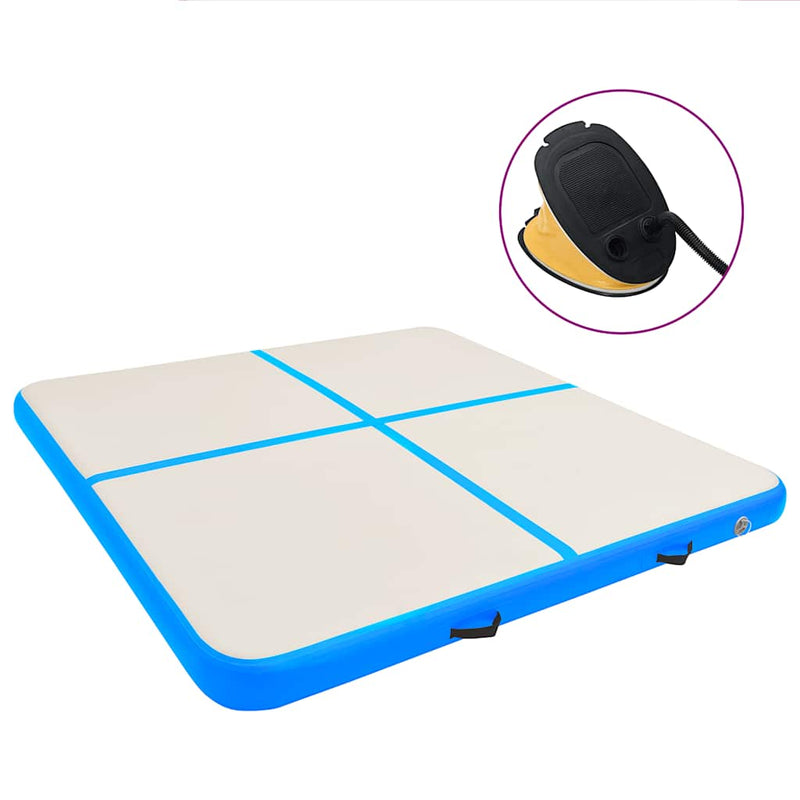 Afbeelding laden in galerijviewer, Vidaxl gymnastiekmat met pomp opblaasbaar 200x200x10 cm pvc blauw