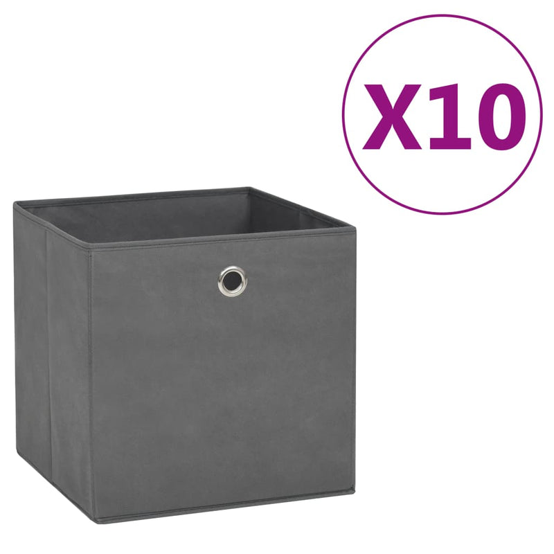 Afbeelding laden in galerijviewer, Vidaxl opbergboxen 10 st 28x28x28 cm nonwoven stof grijs