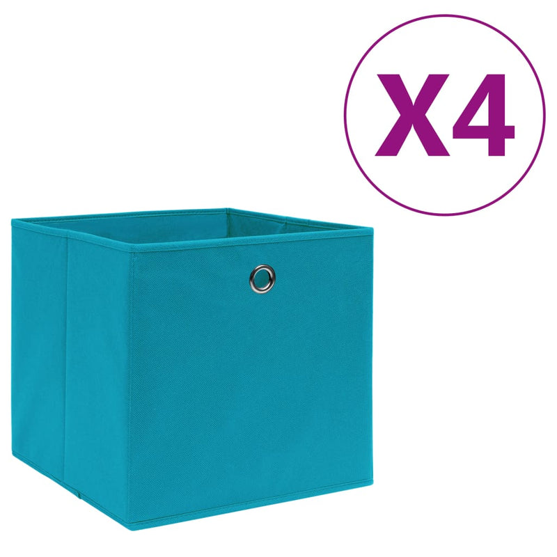 Afbeelding laden in galerijviewer, Vidaxl opbergboxen 4 st 28x28x28 cm nonwoven stof babyblauw