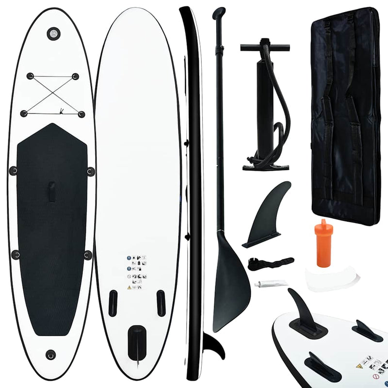 Afbeelding laden in galerijviewer, Vidaxl stand up paddleboardset opblaasbaar zwart en wit