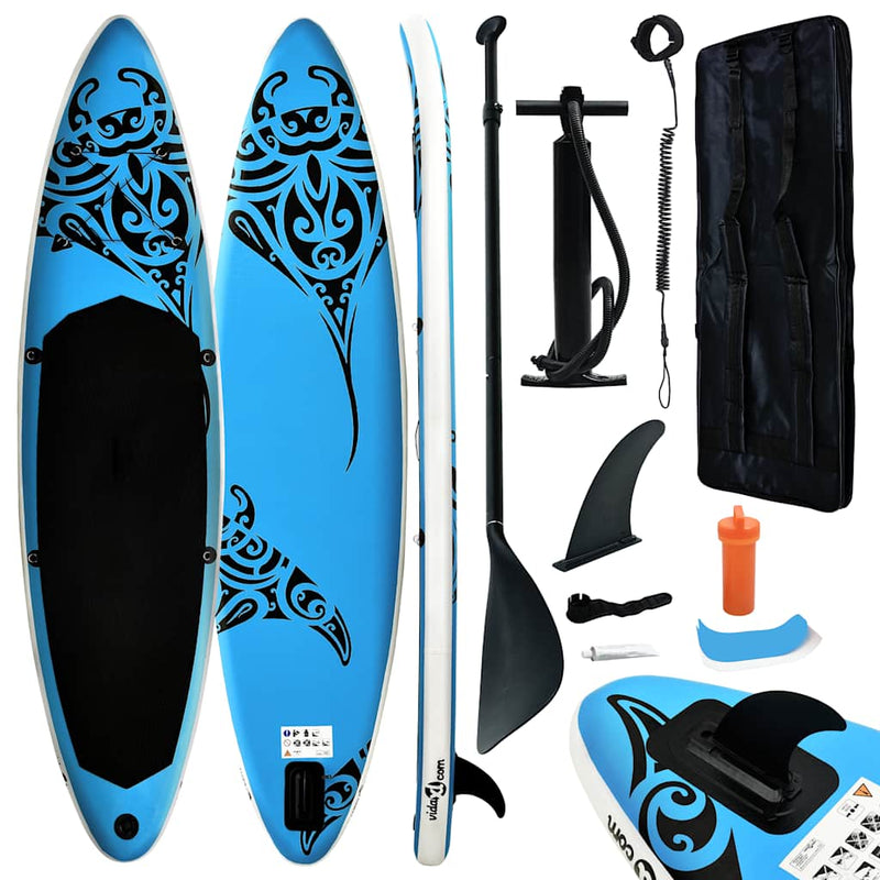 Afbeelding laden in galerijviewer, Vidaxl stand up paddleboardset opblaasbaar 366x76x15 cm blauw