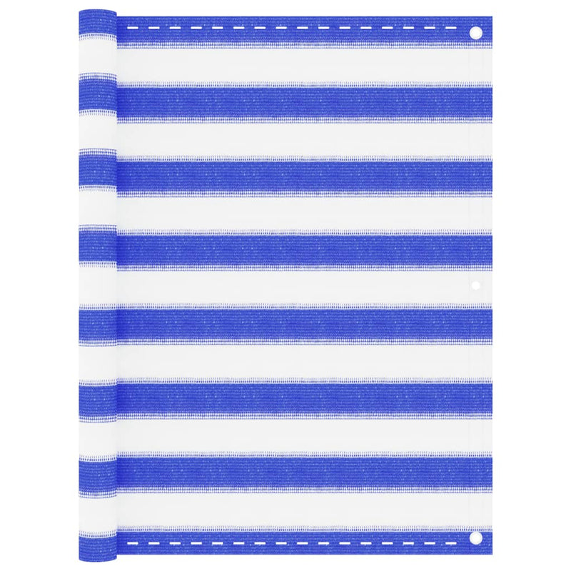 Afbeelding laden in galerijviewer, Vidaxl balkonscherm 90x600 cm hdpe blauw en wit