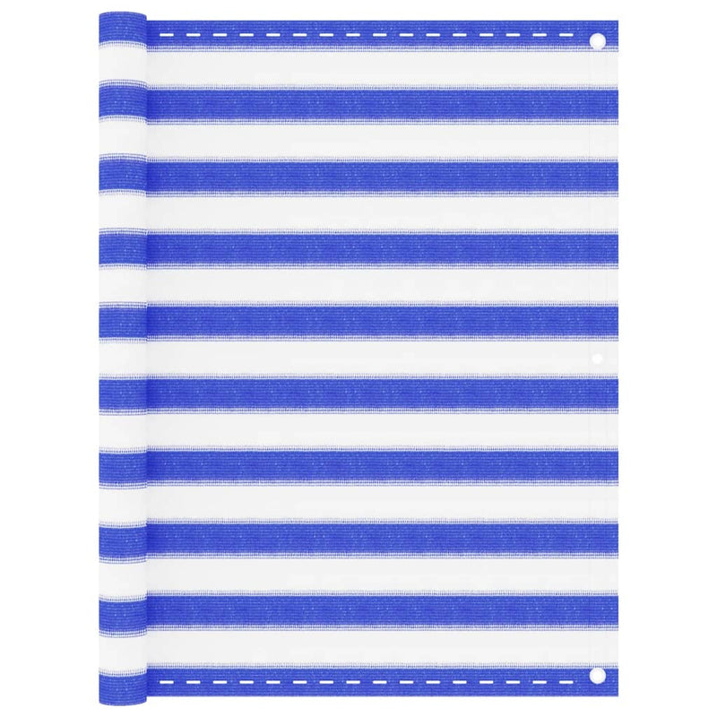 Afbeelding laden in galerijviewer, Vidaxl balkonscherm 120x600 cm hdpe blauw en wit