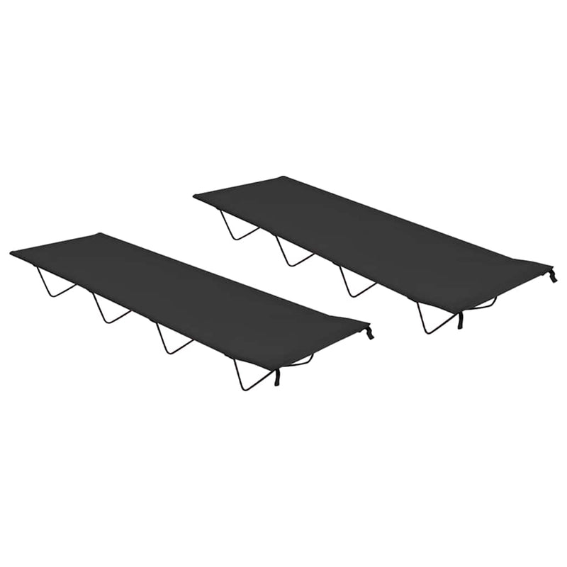 Afbeelding laden in galerijviewer, Vidaxl campingbedden 2 st 180x60x19 cm oxford stof en staal zwart