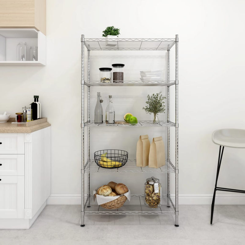 Afbeelding laden in galerijviewer, Vidaxl opbergrek 5-laags 250 kg 90x35x180 cm chroomkleurig
