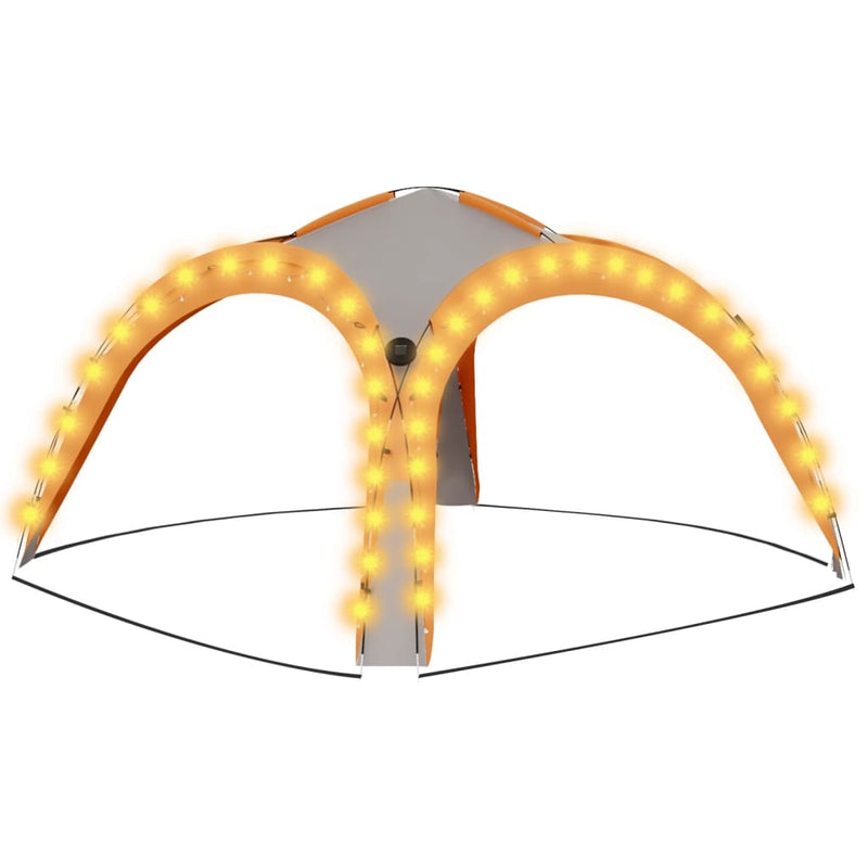 Afbeelding laden in galerijviewer, Vidaxl partytent met led en 4 zijwanden 3,6x3,6x2,3 m grijs en oranje
