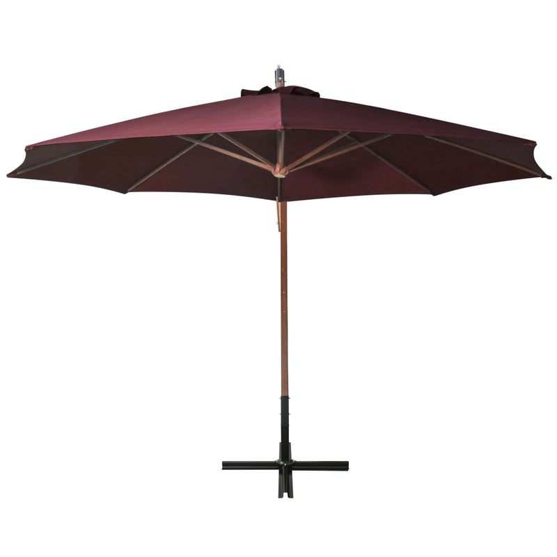 Afbeelding laden in galerijviewer, Vidaxl zweefparasol met paal 3,5x2,9 m massief vurenhout bordeauxrood